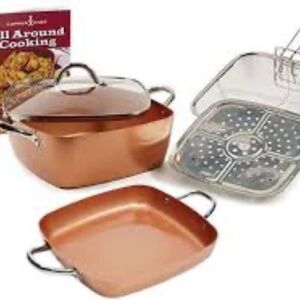 NEW Copper Chef XL Signature 11″ Casserole Pan 6-Piece Set Cookware Set Electric